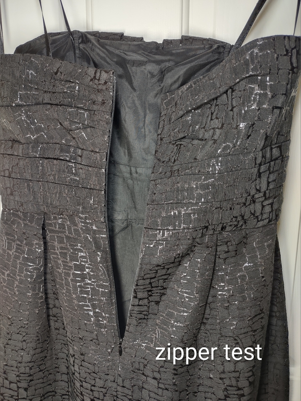 Max & Cleo Black Strapless Textured Pattern Dress - Picture 5 of 14